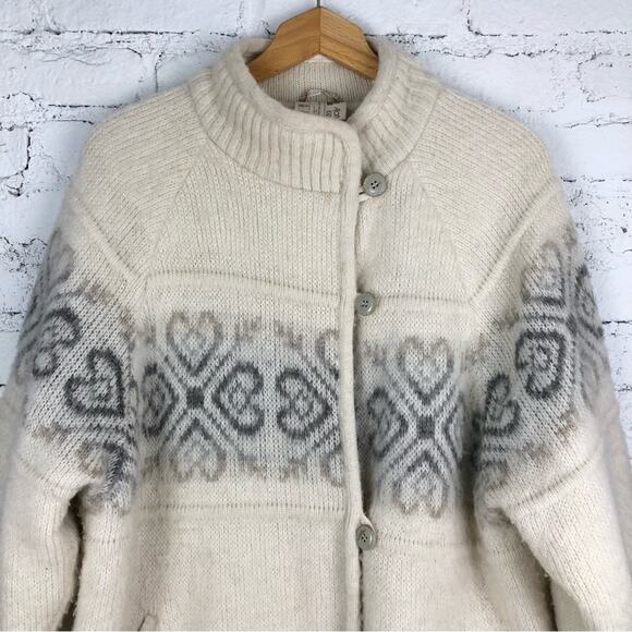 Vintage Alafoss Of Iceland Wool Fairisle Trench Coat M - Picture 2 of 13